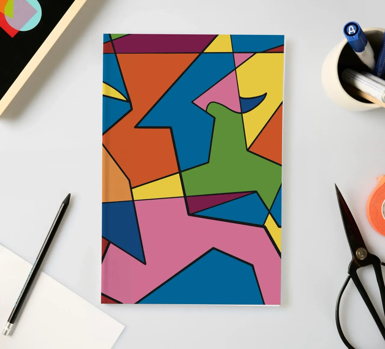 Color mosaic square abstract var 2 notebook by Little Dean