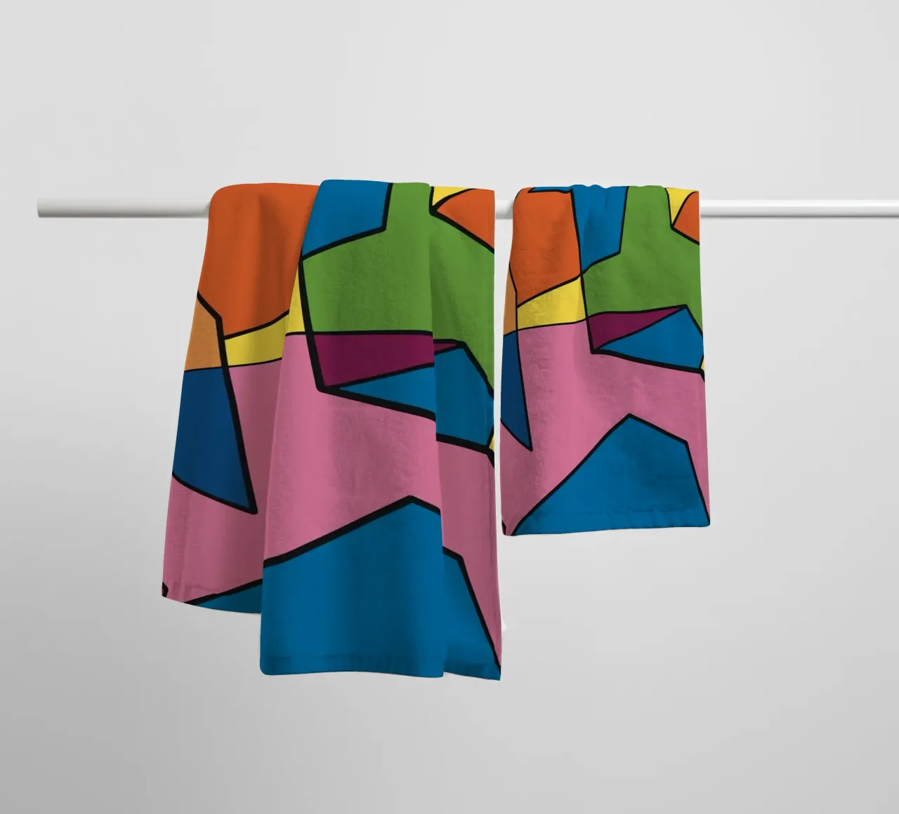 Color mosaic square abstract var 2 towel by Little Dean