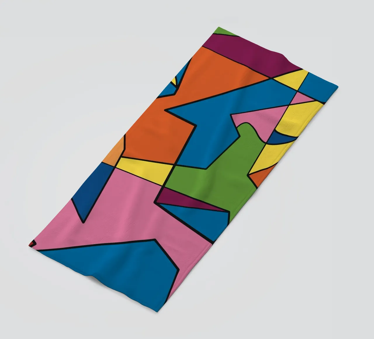 Kleurenmozaïek vierkant abstract var 2 strandhanddoek van Little Dean