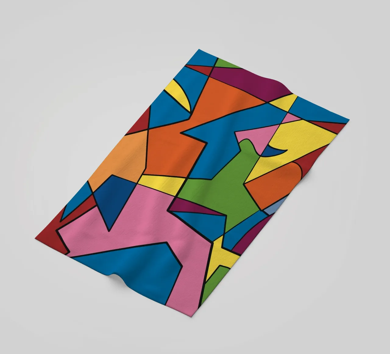 Kleurenmozaïek vierkant abstract var 2 strandhanddoek van Little Dean