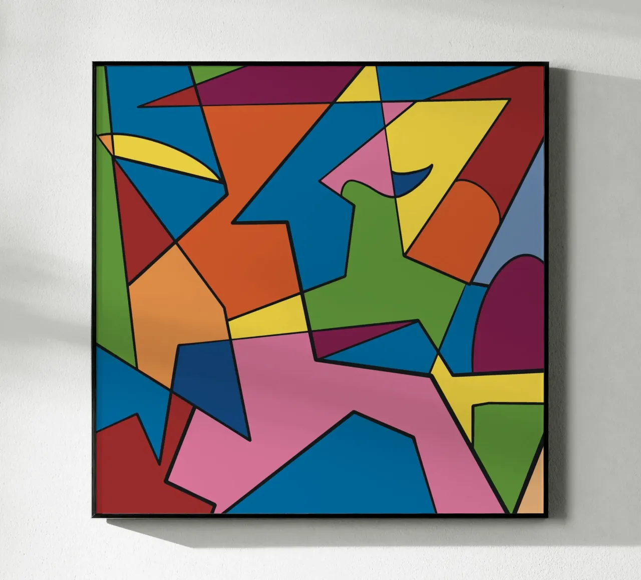 Kleurenmozaïek vierkant abstract var 2 acryl van Little Dean