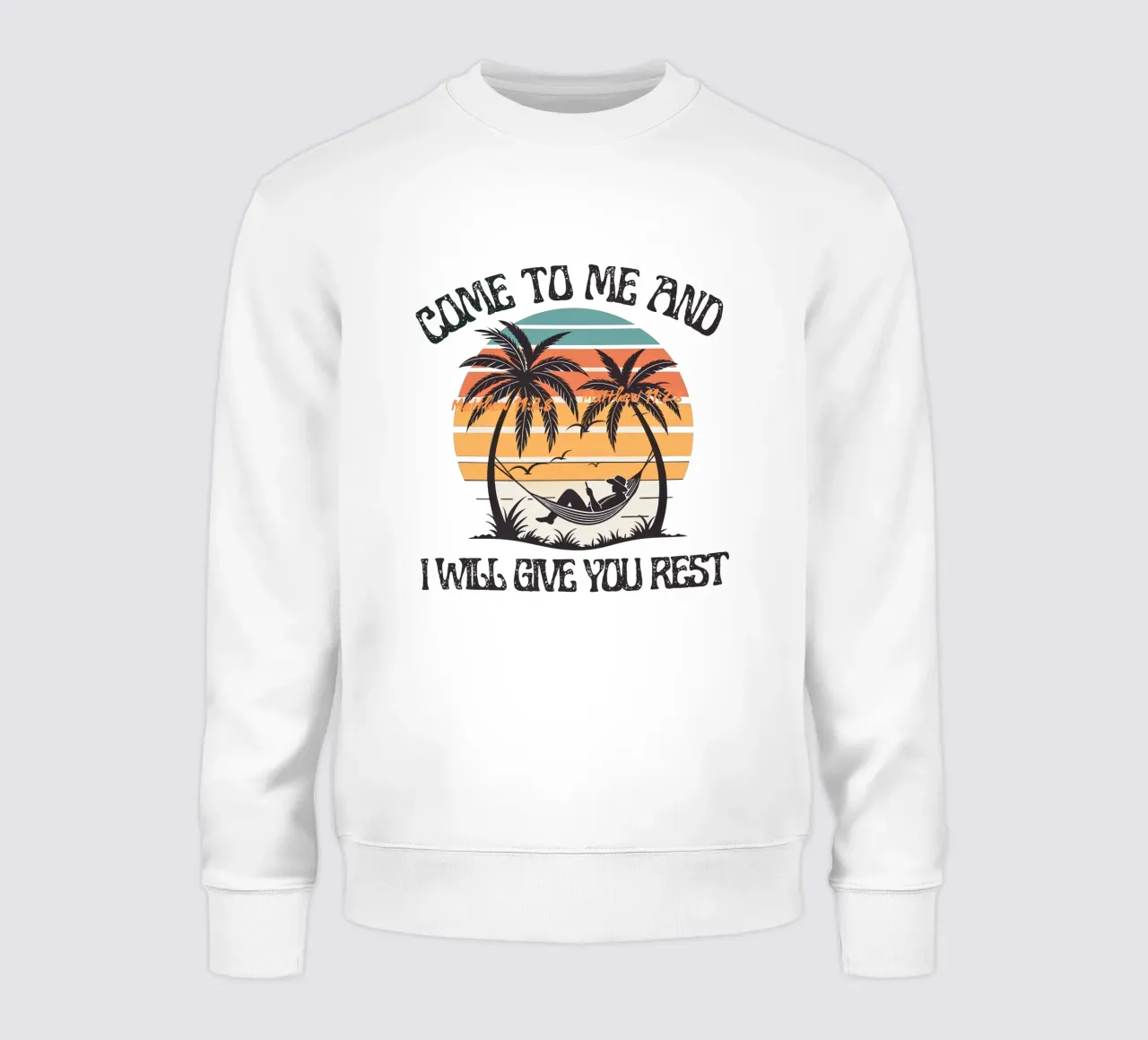 Kom tot Mij en Rust Een Goddelijke Uitnodiging tot Vrede Vind Rust sweatshirt van Lionandlamb