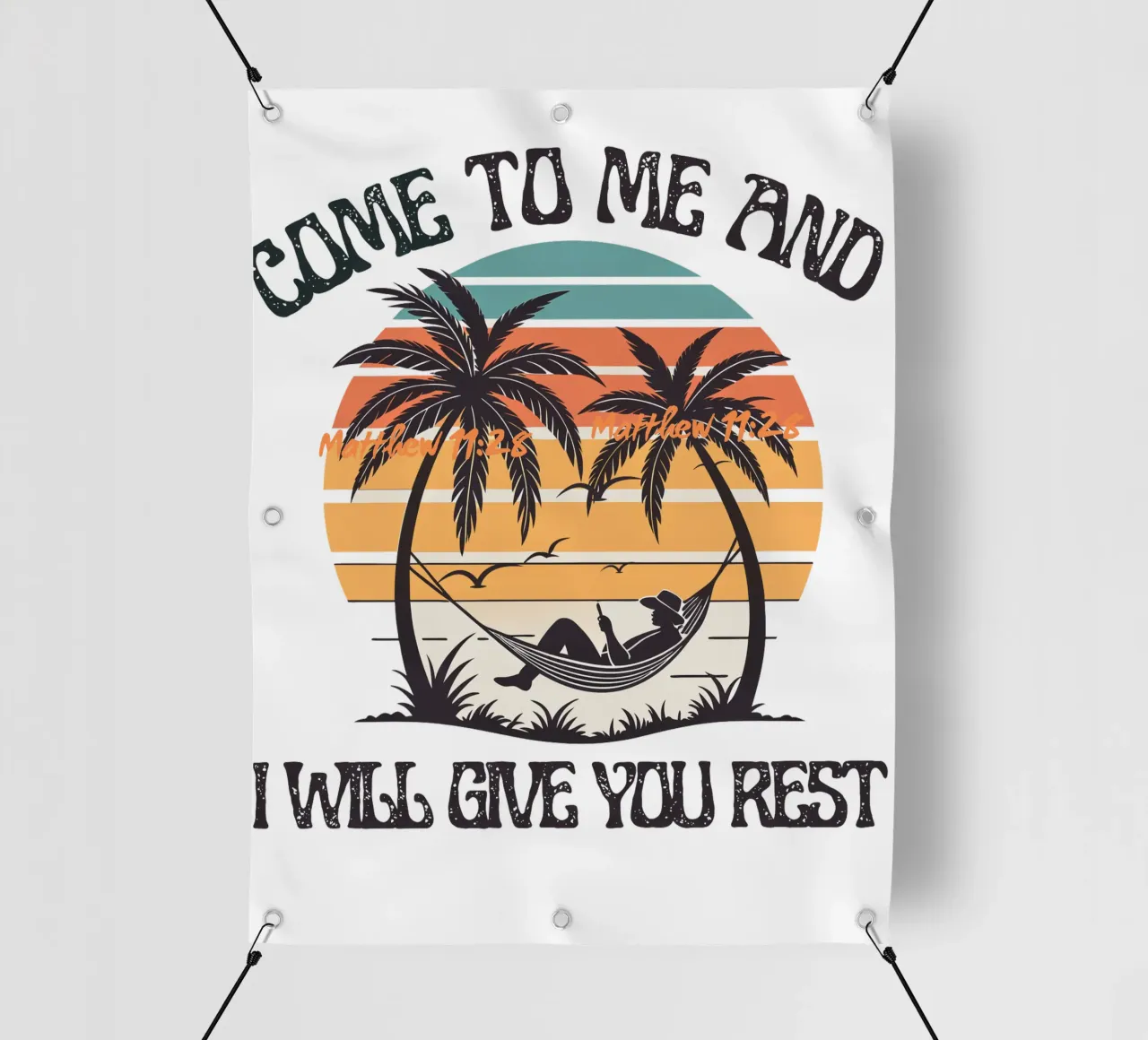 Vieni a me e riposa Un invito divino alla pace e al riposo telo in pvc da Lionandlamb