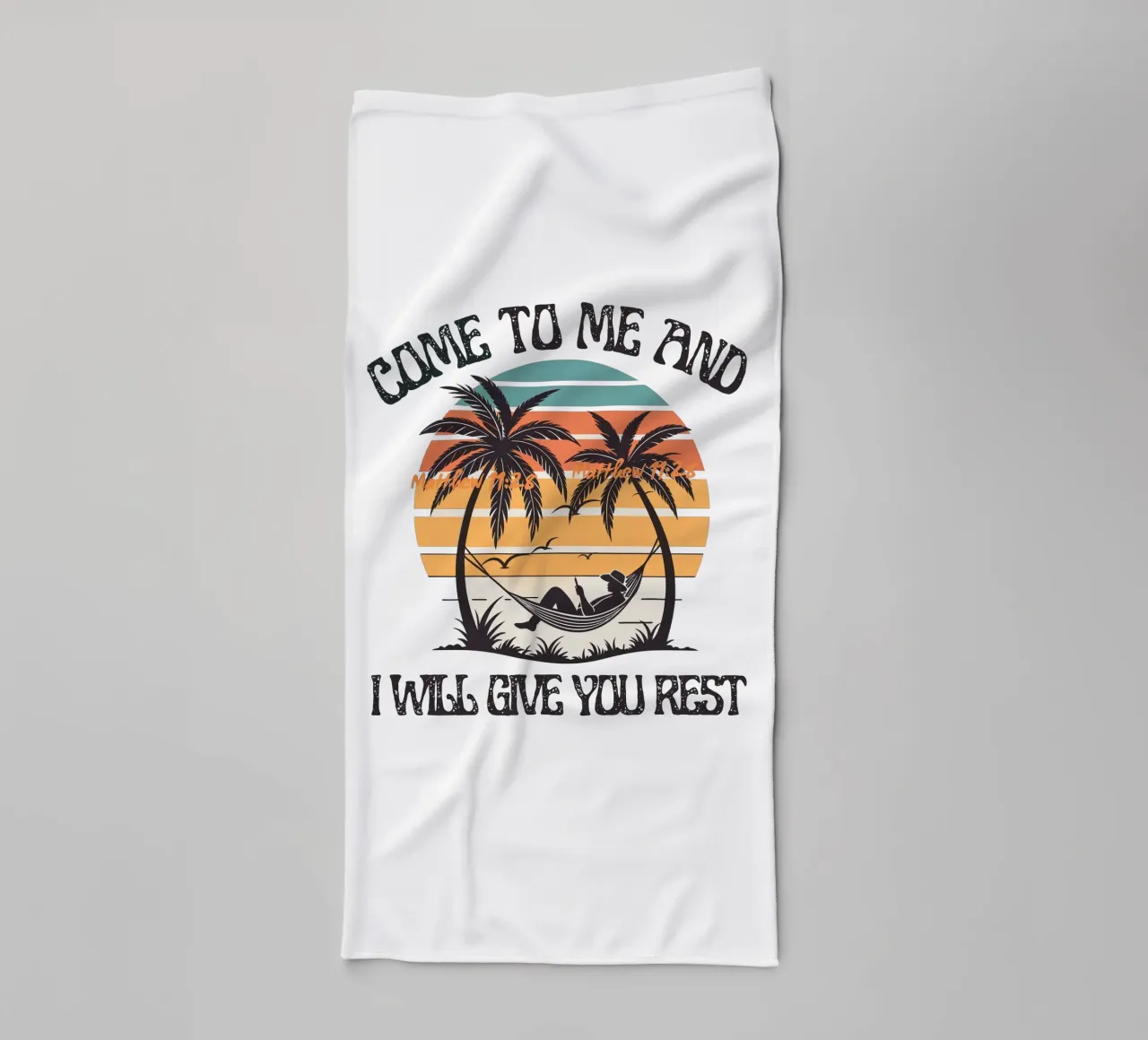 Kom tot Mij en Rust Een Goddelijke Uitnodiging tot Vrede Vind Rust badhanddoek van Lionandlamb