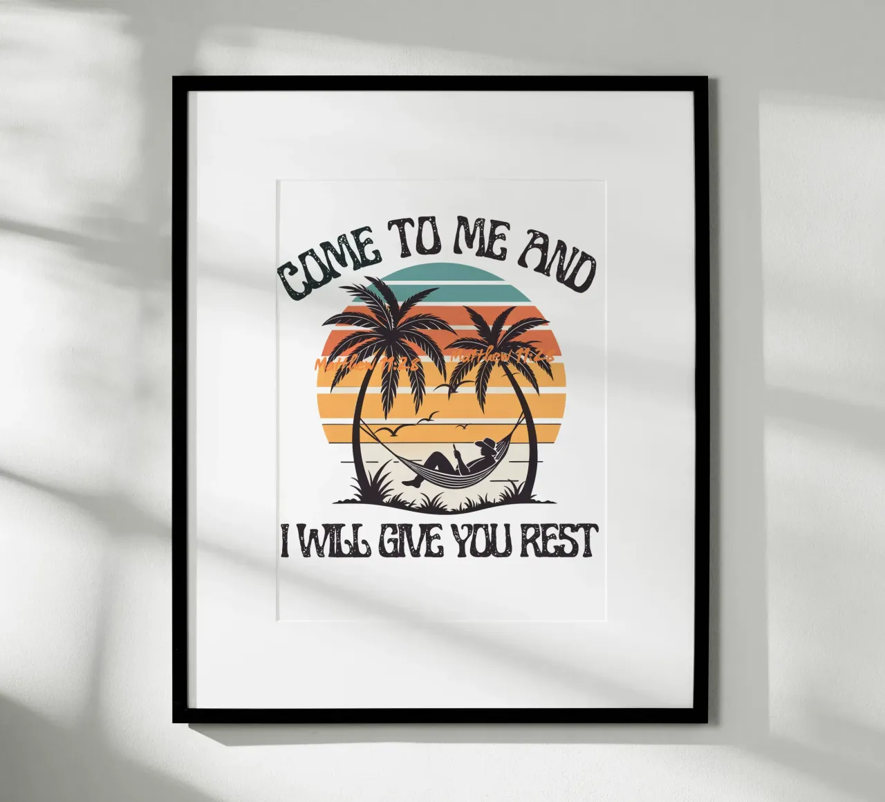 Komm zu mir und ruhe aus Eine göttliche Einladung zum Frieden Finde Ruhe Poster mit Aluminium Rahmen von Lionandlamb