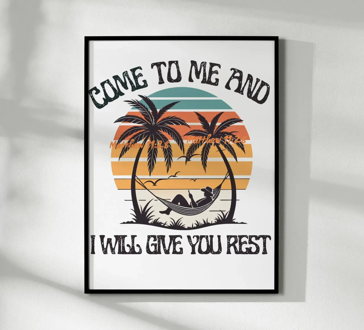 Komm zu mir und ruhe aus Eine göttliche Einladung zum Frieden Finde Ruhe Poster mit Aluminium Rahmen von Lionandlamb
