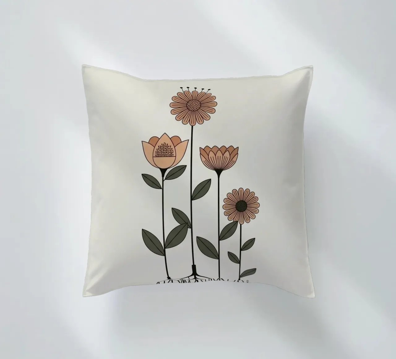 Floral bauhaus #045: Rooted Blooming Serenity decorative cushion by Zen Design