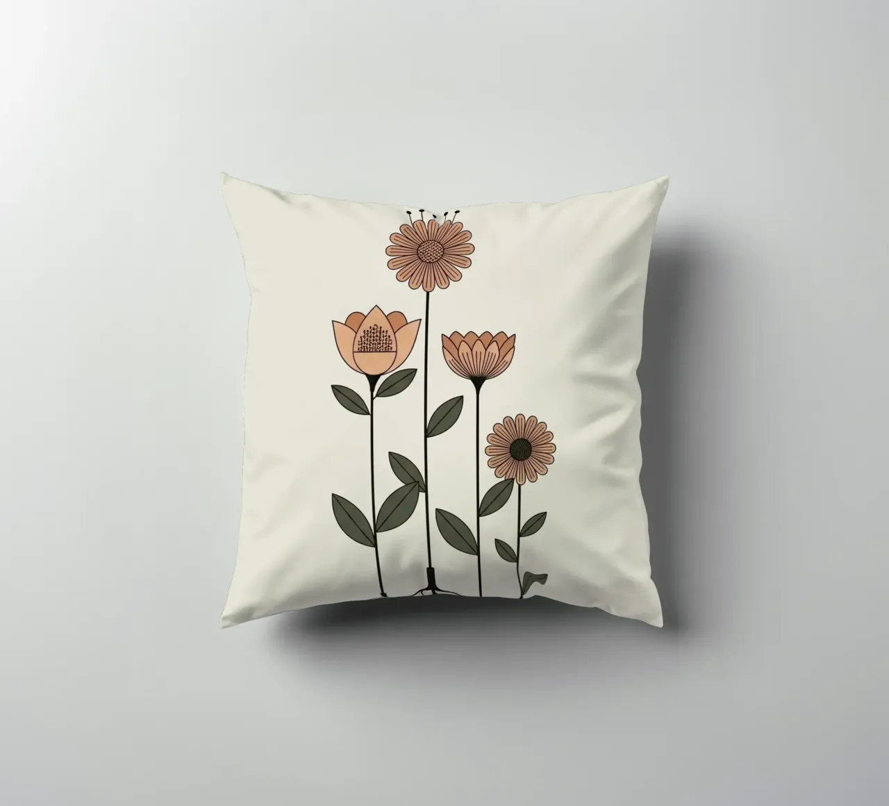 Floral bauhaus #045: Rooted Blooming Serenity decorative cushion by Zen Design