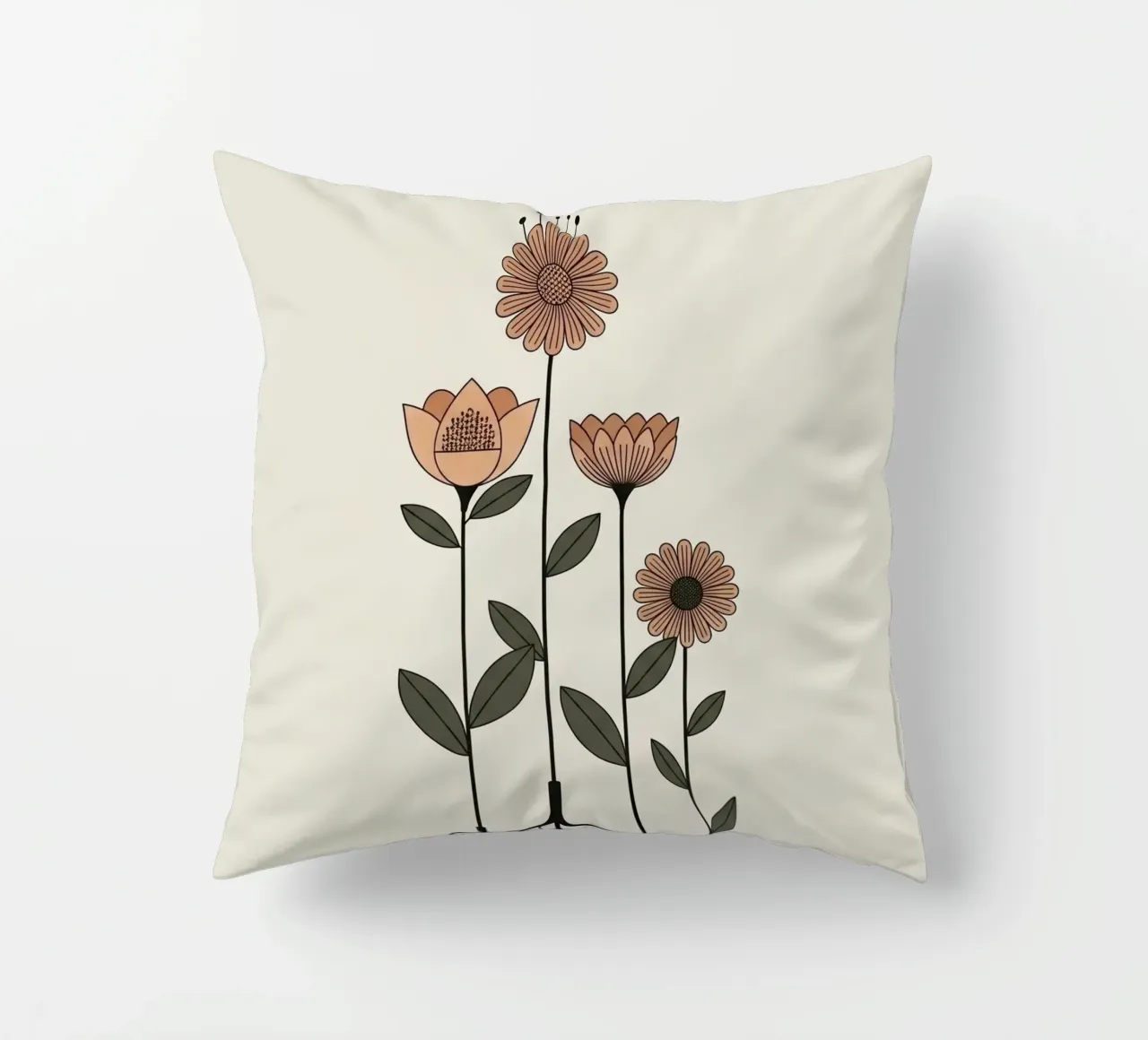 Floral bauhaus #045: Rooted Blooming Serenity decorative cushion by Zen Design