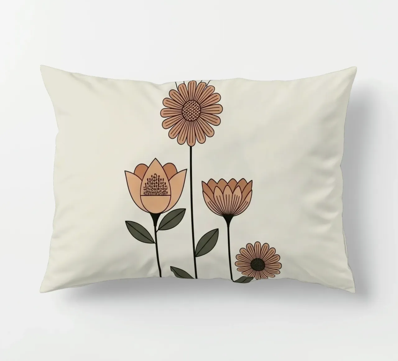 Floral bauhaus #045: Rooted Blooming Serenity decorative cushion by Zen Design