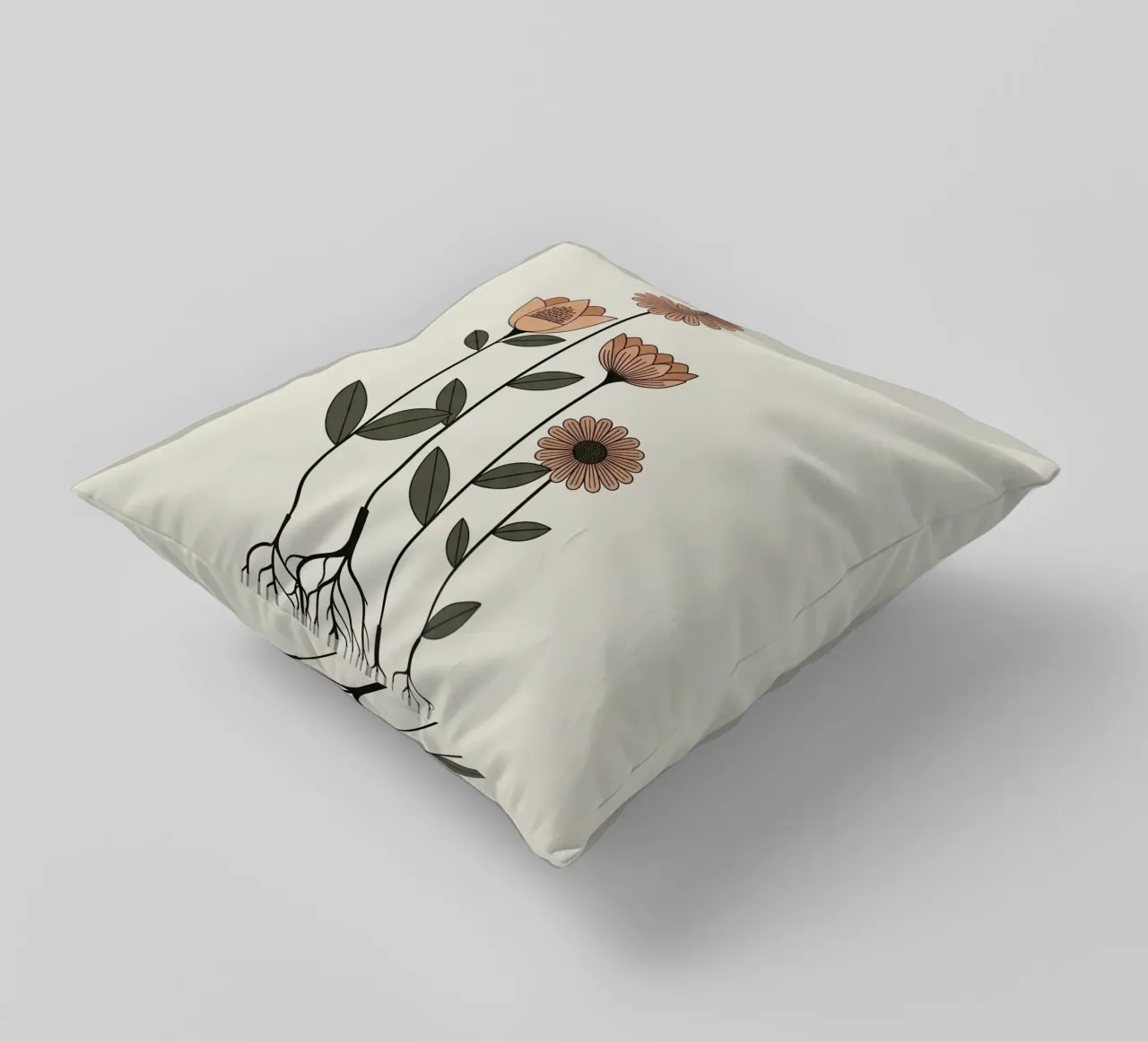 Floral bauhaus #045: Rooted Blooming Serenity decorative cushion by Zen Design