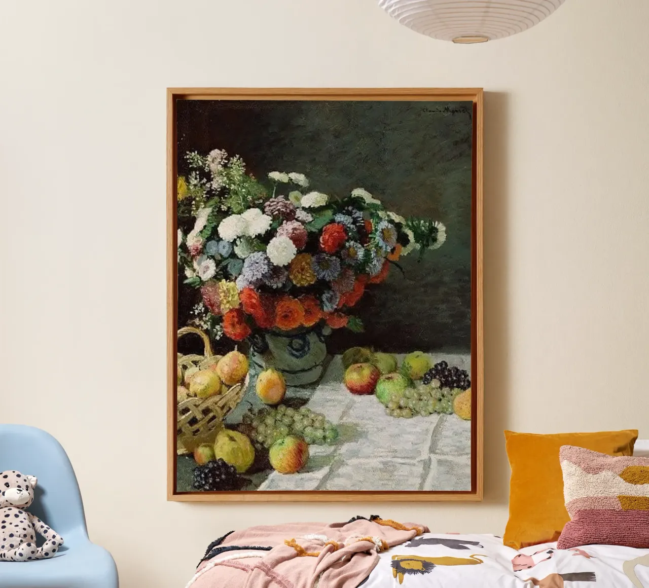 composizione floreale bouquet e vaso di fiori claude monet tela con Cornice a cassetta da belong shop