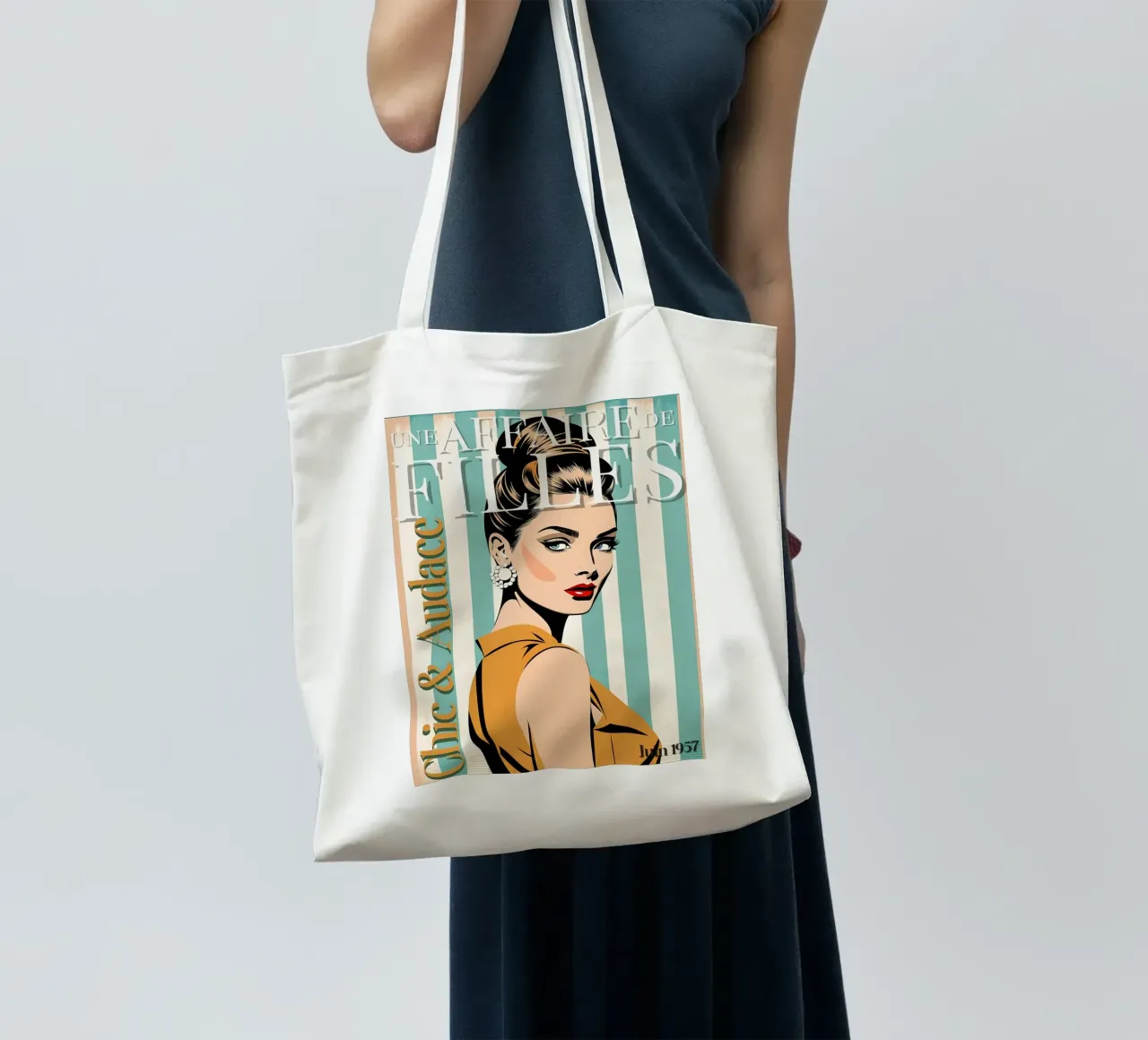 Vintage Magazine Poster - June 1957 tote bag by Une Affaire de Filles