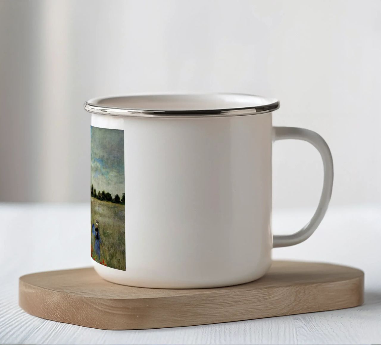 bambino che cammina in un prato claude monet tazza in smalto da belong shop
