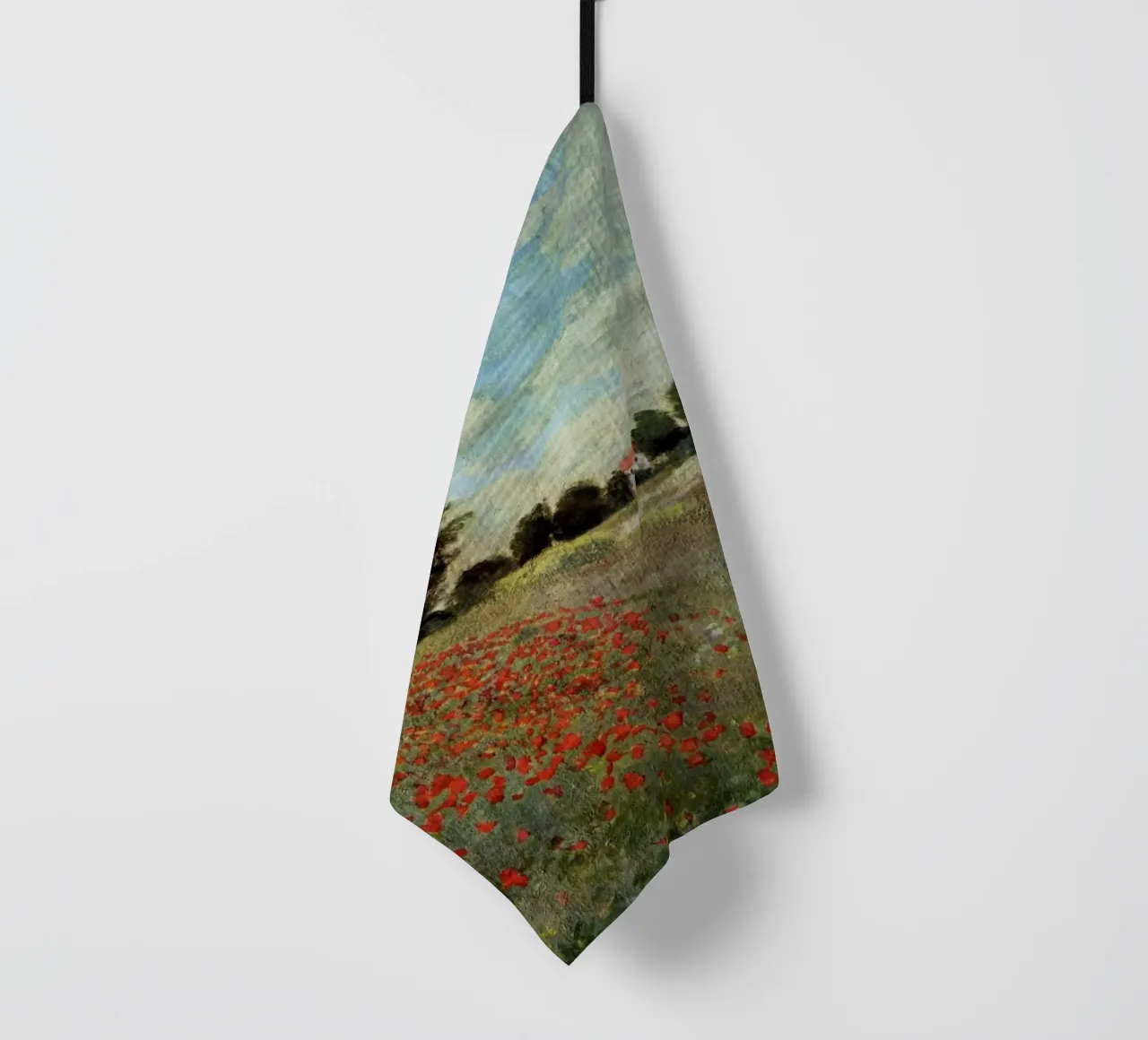 child walking in meadow claude monet tea towel by belong shop