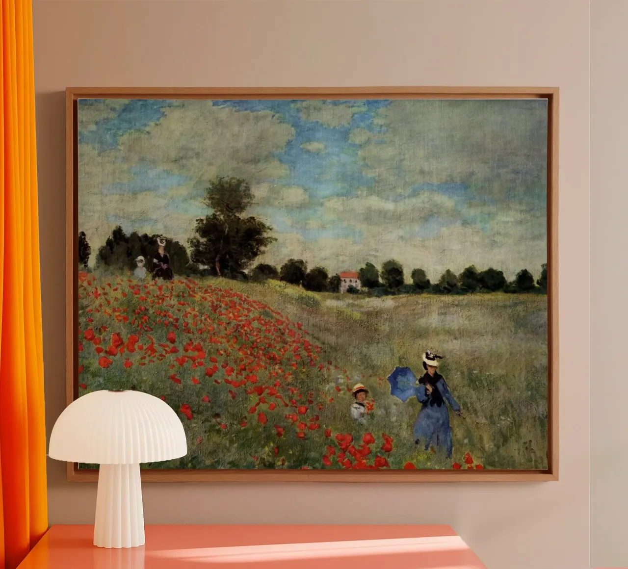 bambino che cammina in un prato claude monet tela con Cornice a cassetta da belong shop