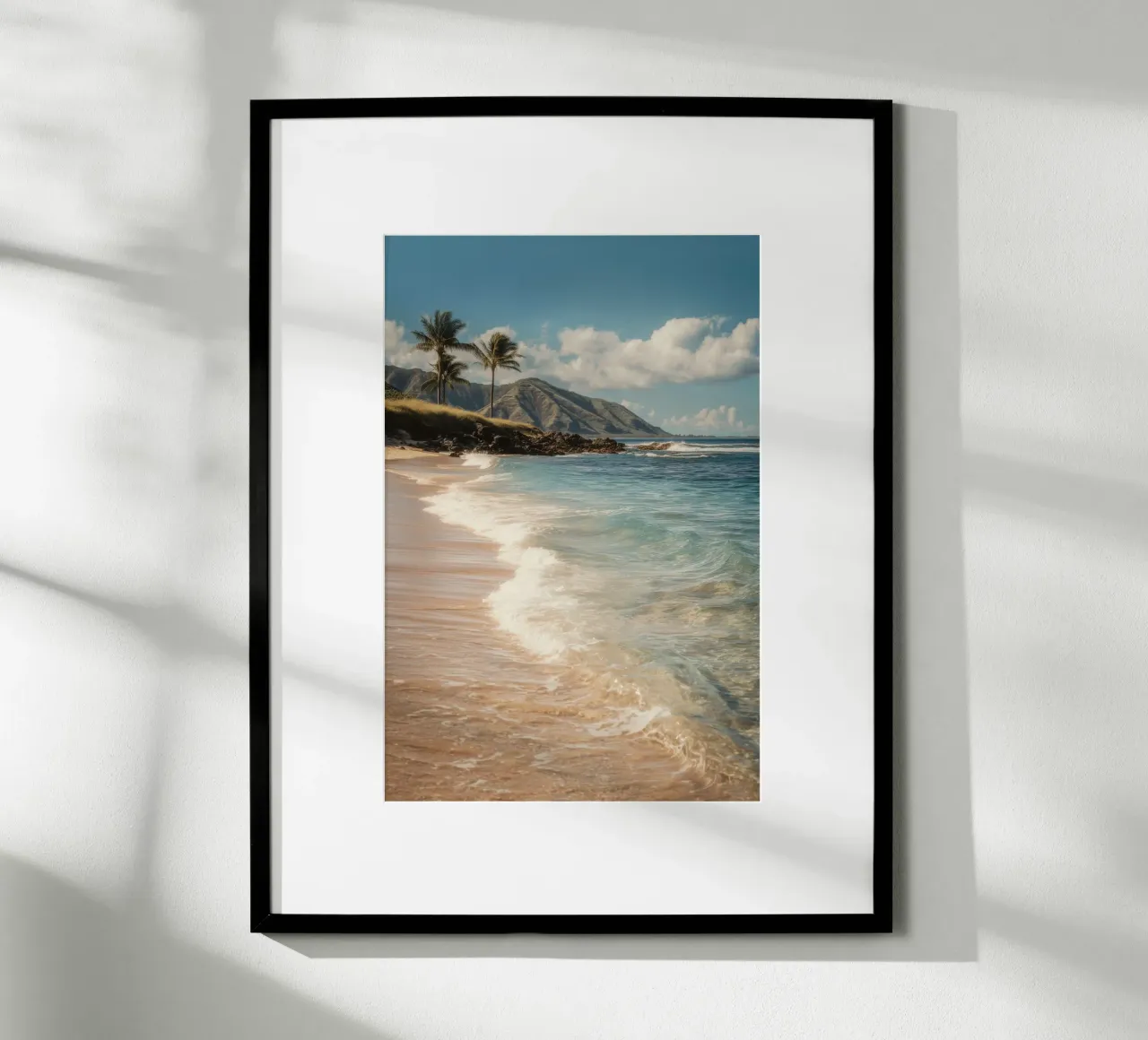 Spiaggia tropicale delle Hawaii con le palme poster da Indigo Tides Art