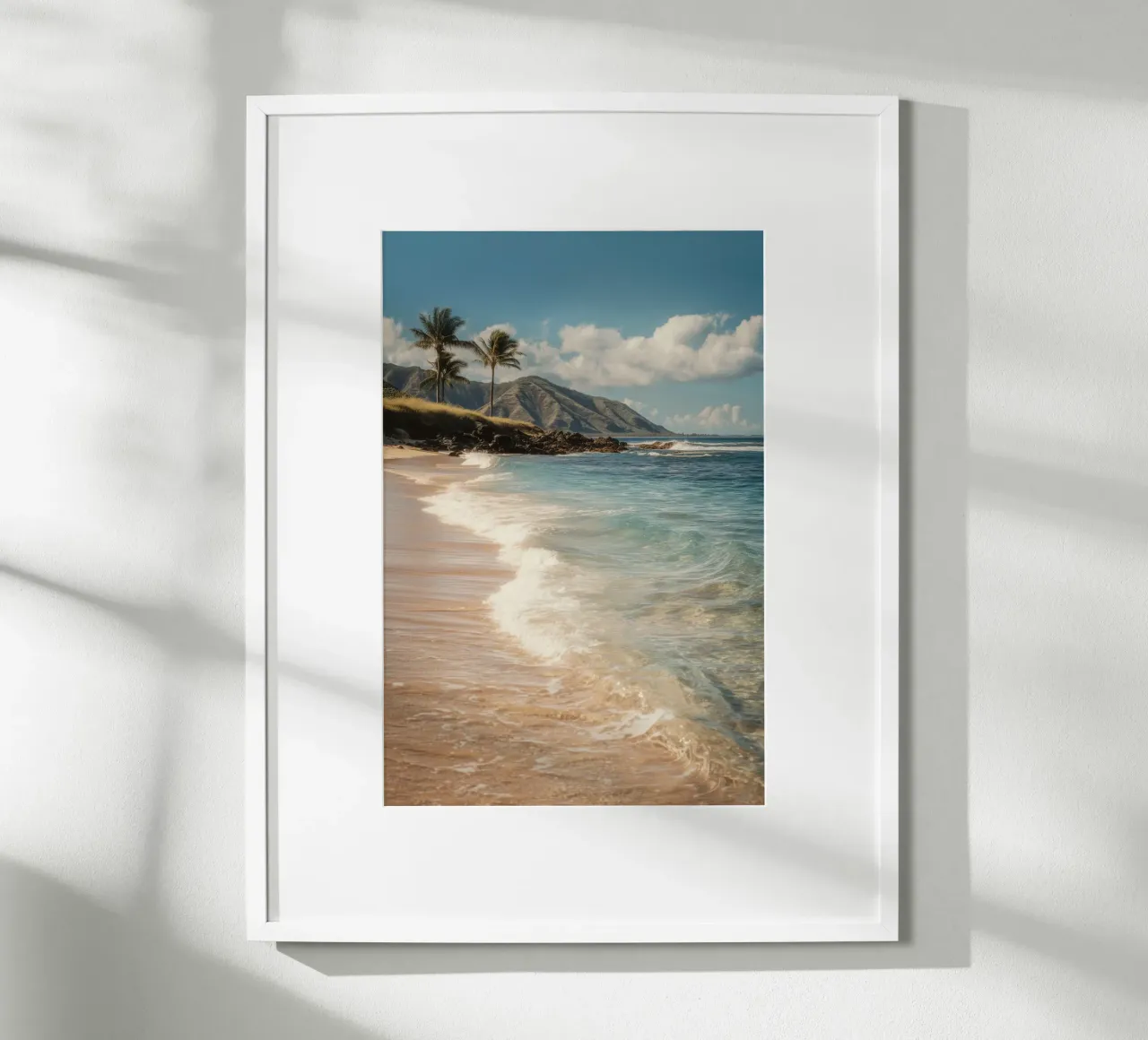 Spiaggia tropicale delle Hawaii con le palme poster da Indigo Tides Art