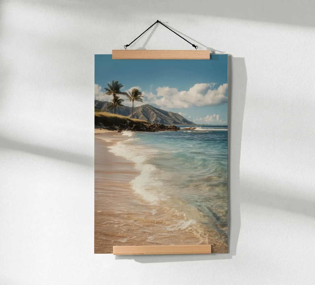 Spiaggia tropicale delle Hawaii con le palme poster da Indigo Tides Art