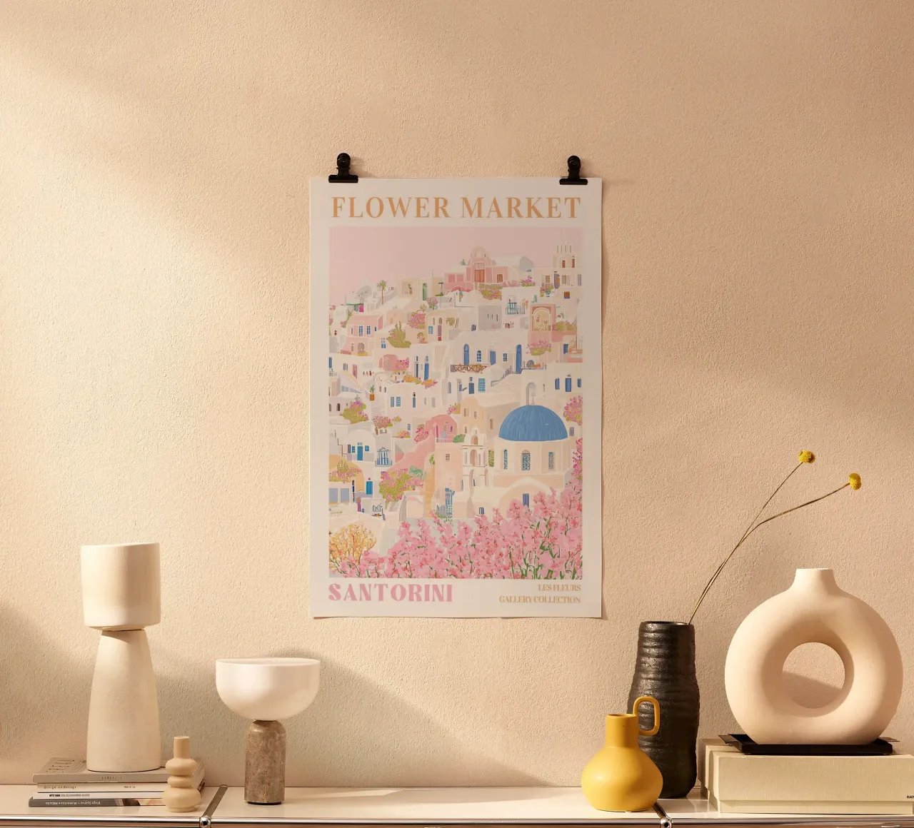 Santorini Print, Flower Market Poster, Floral Print hahnemühle by Gaia