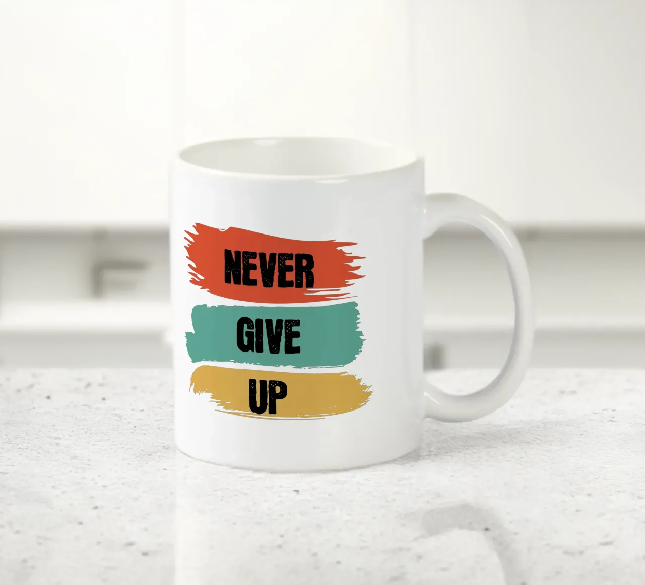 Never Give Up, Motivation, Inspiration ceramic mug by RB-Quotes