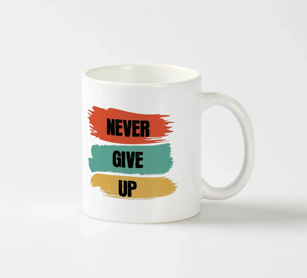 Never Give Up, Motivation, Inspiration ceramic mug by RB-Quotes