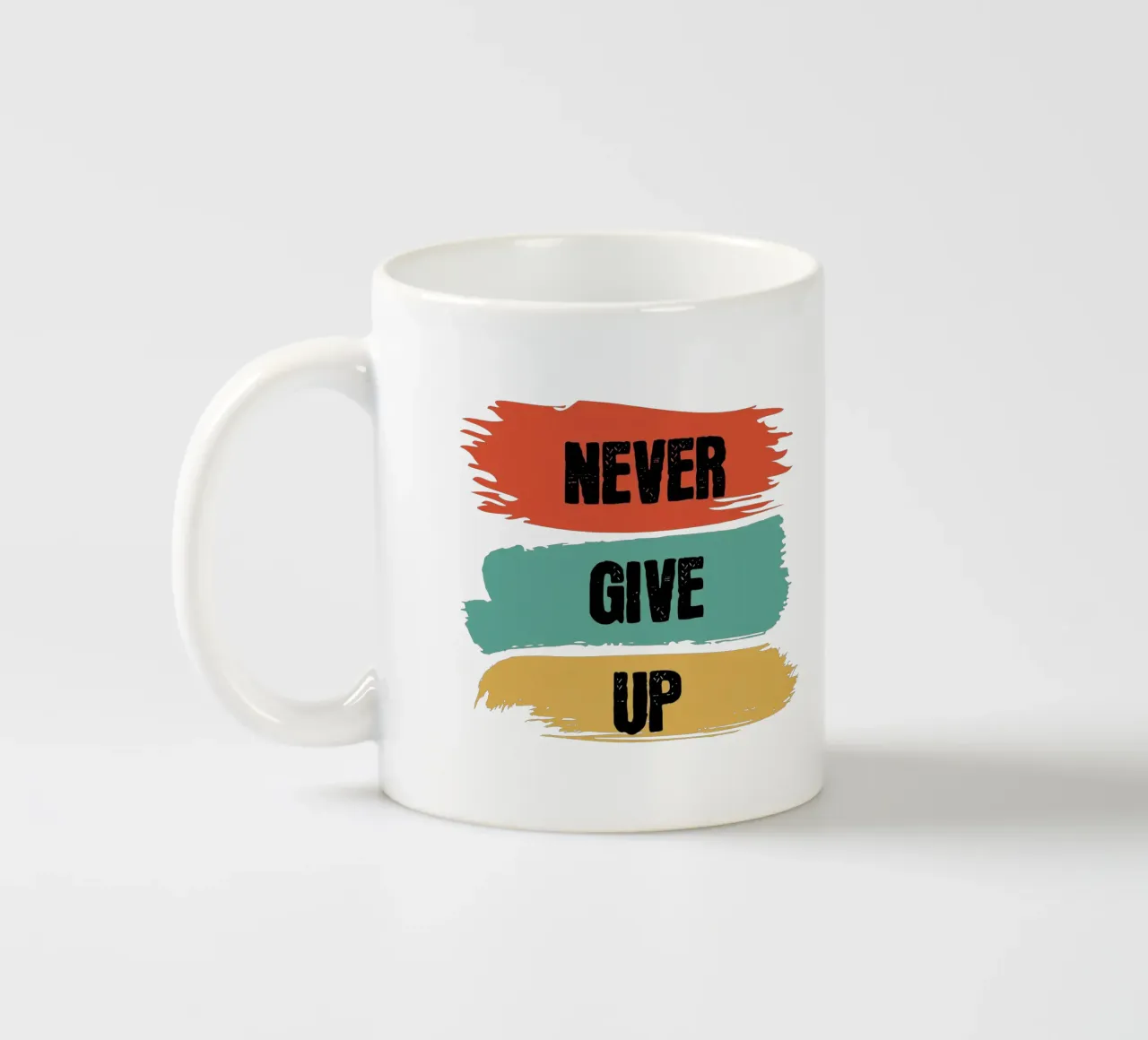 Never Give Up, Motivation, Inspiration ceramic mug by RB-Quotes