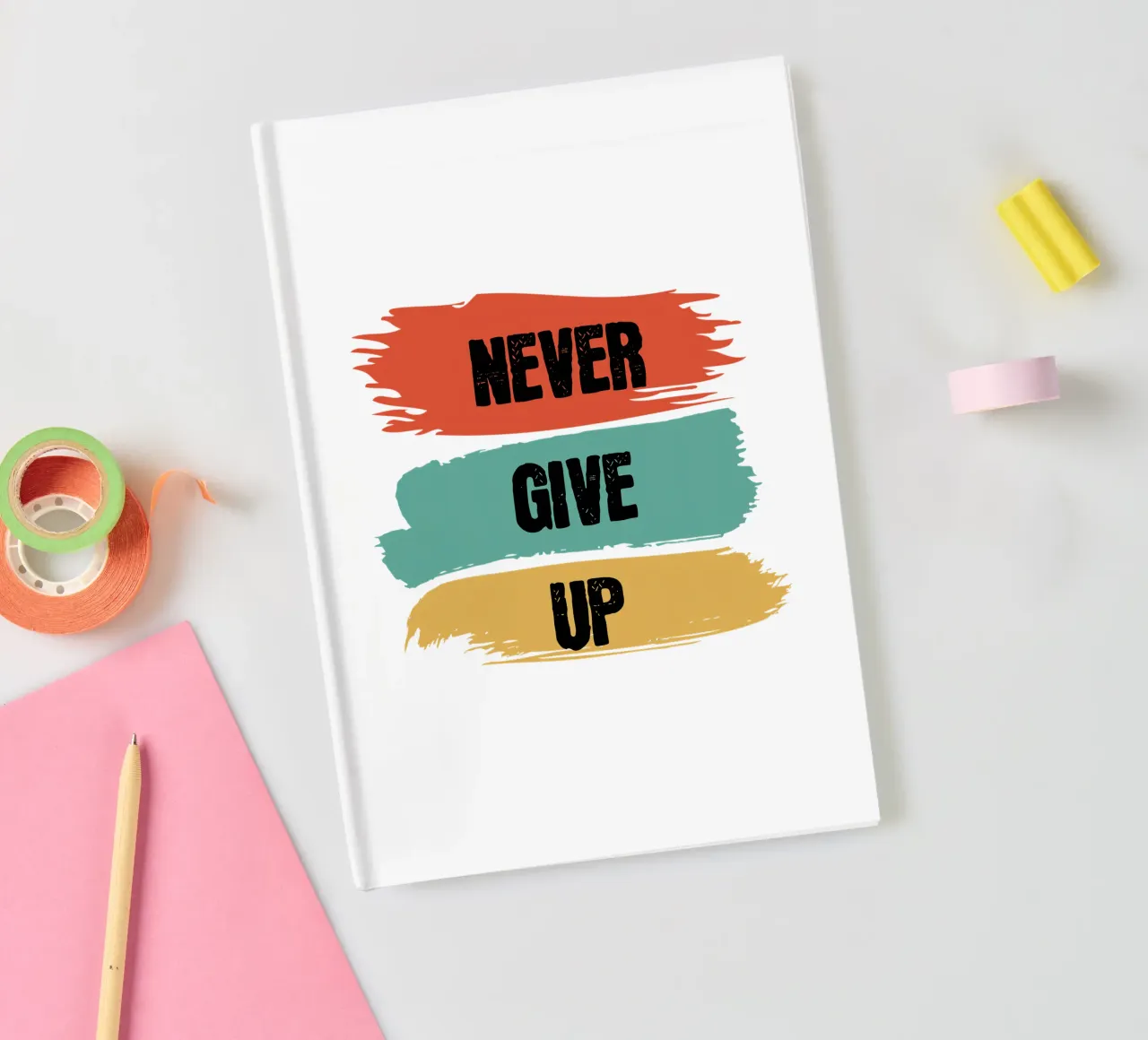 Niemals aufgeben, Motivation, Inspiration Notizbuch von RB-Quotes