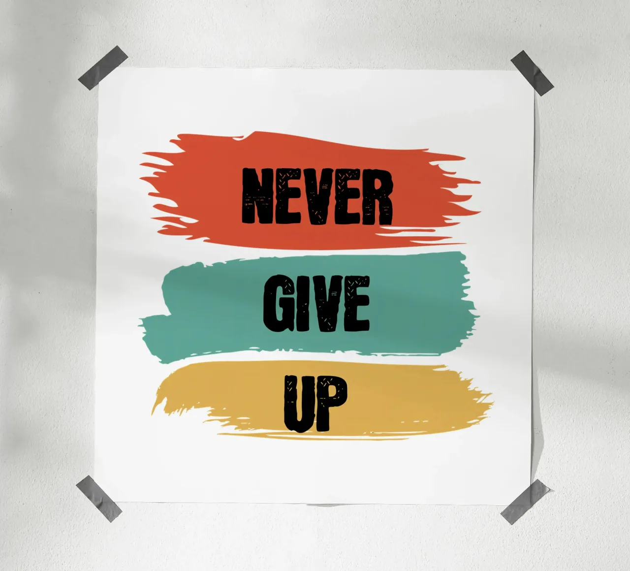 Non arrendersi mai, motivazione, ispirazione poster con telaio in plastica da RB-Quotes