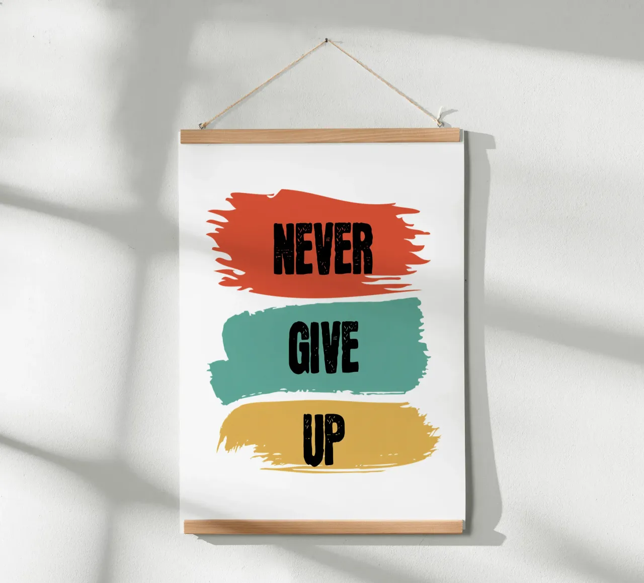 Non arrendersi mai, motivazione, ispirazione poster con telaio in plastica da RB-Quotes