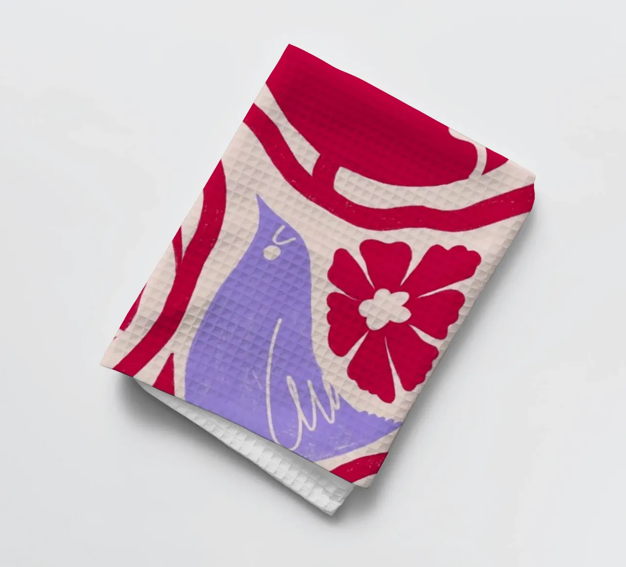 Birdie & Blossoms Viva Magenta tea towel by Studio One
