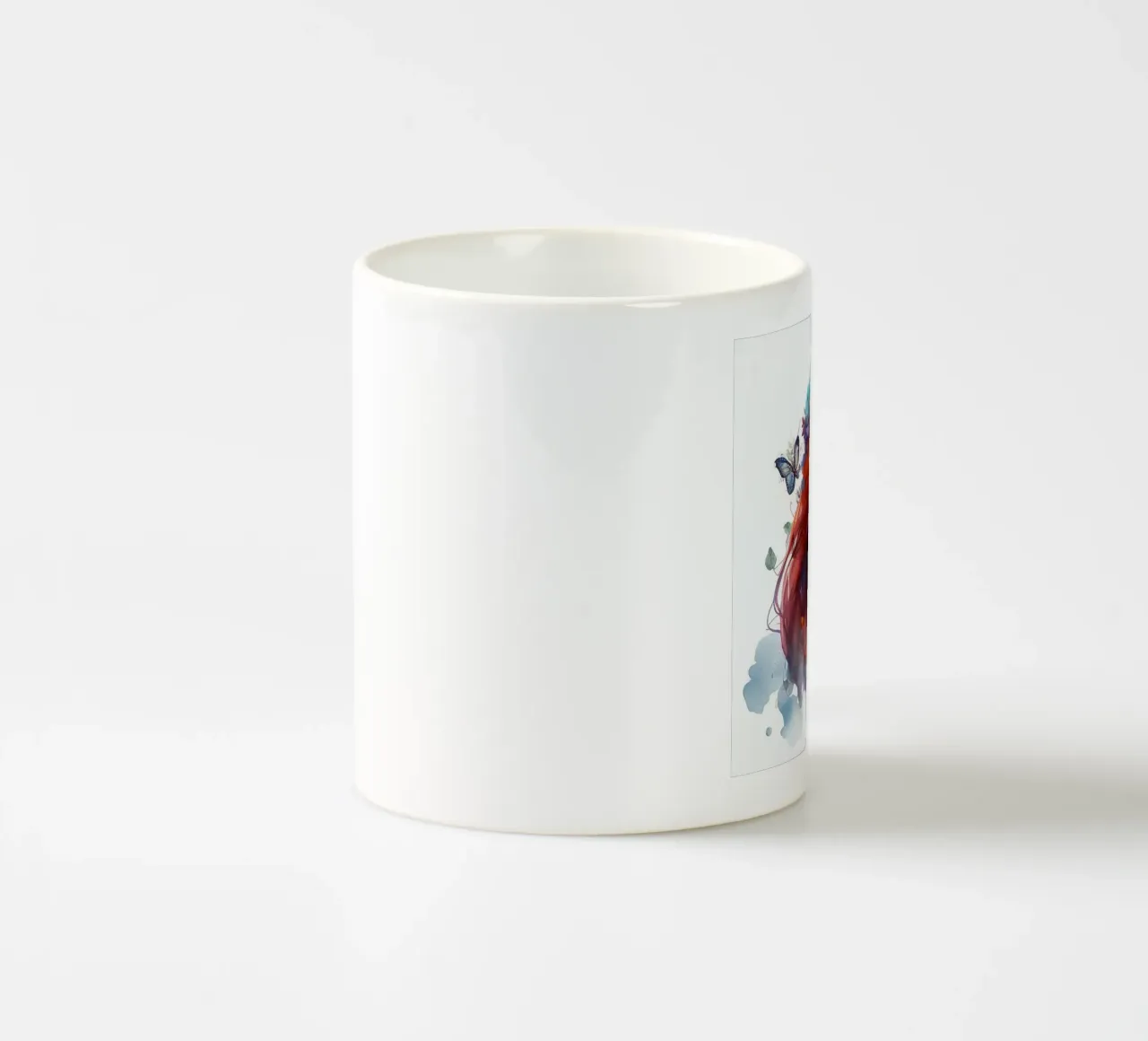 Acquerello floreale capelli rossi donna tazza in ceramica da Chromatic Fusion Studio