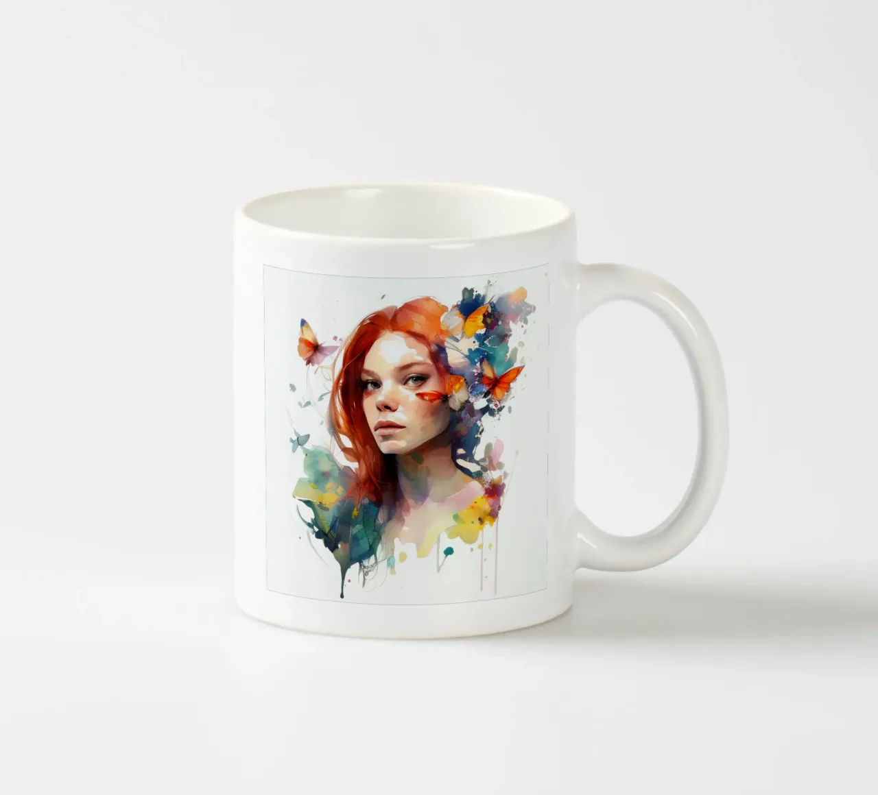 Acquerello floreale capelli rossi donna tazza in ceramica da Chromatic Fusion Studio