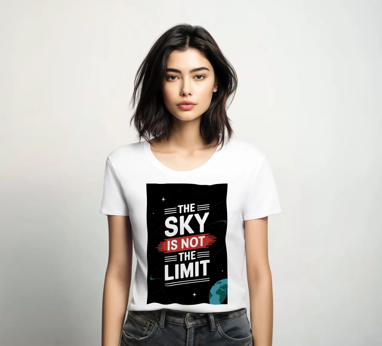 The sky is not the limit, Motivatie dames t-shirt getailleerd van RB-Quotes
