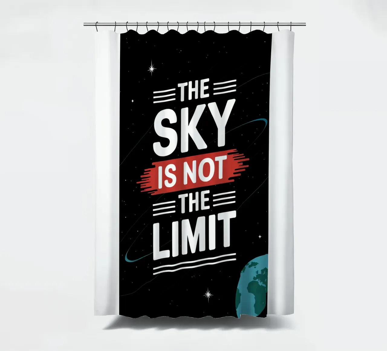 Der Himmel ist nicht die Grenze, Motivation Duschvorhang von RB-Quotes