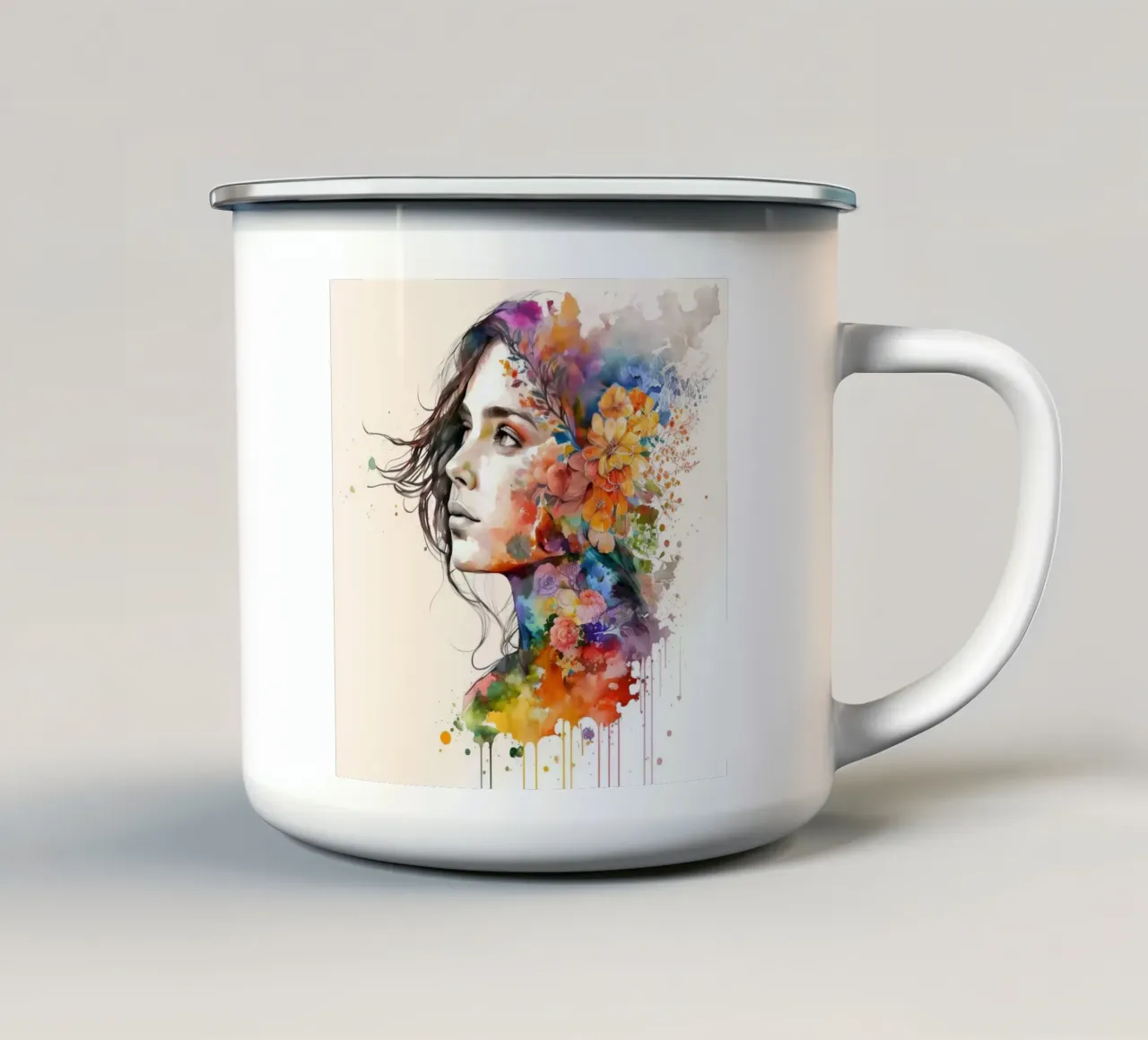 Acquerello floreale donna tazza in smalto da Chromatic Fusion Studio