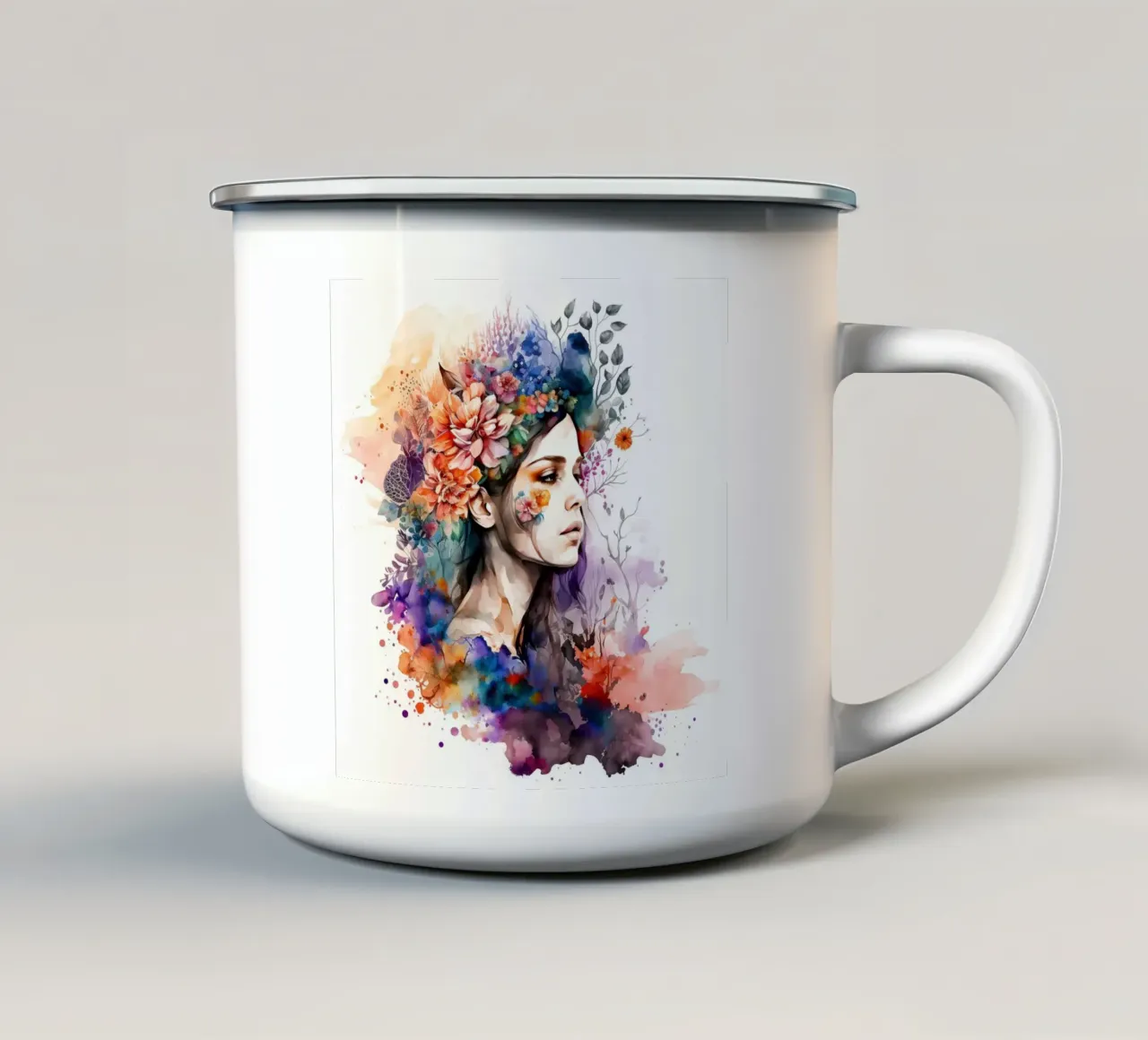 Acquerello floreale donna tazza in smalto da Chromatic Fusion Studio