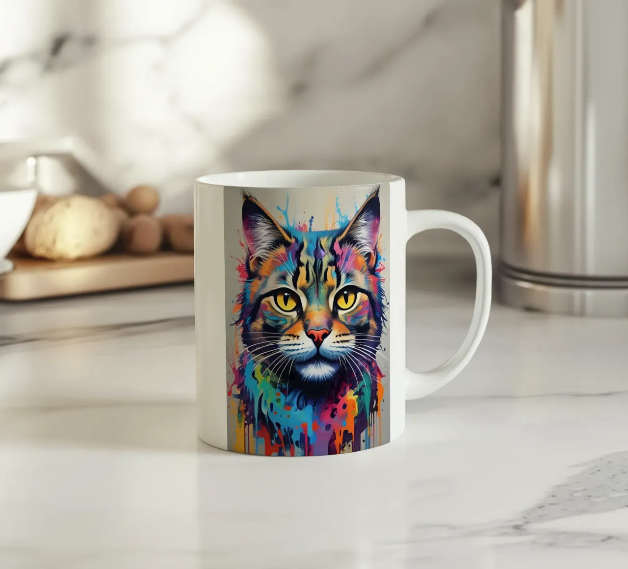 Gatto sguardo elettrico graffitti tazza in ceramica da MakArena