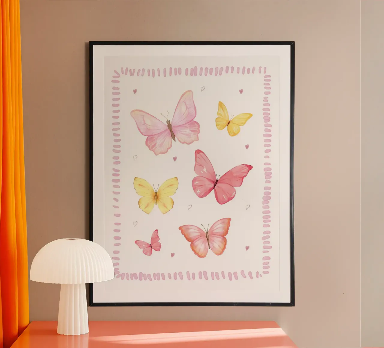 Vlinder Print, Vlinder Poster, kinderkamer muurkunst speelkamer poster met aluminium frame van SunshinePrints