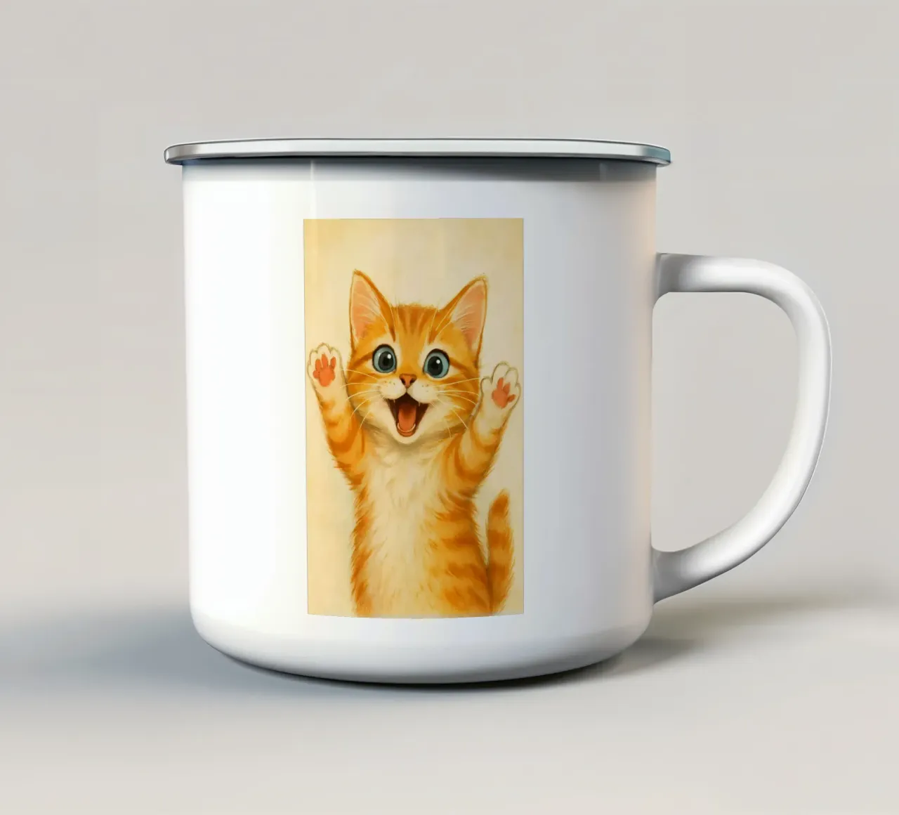 Gatto felice tazza in smalto da MakArena