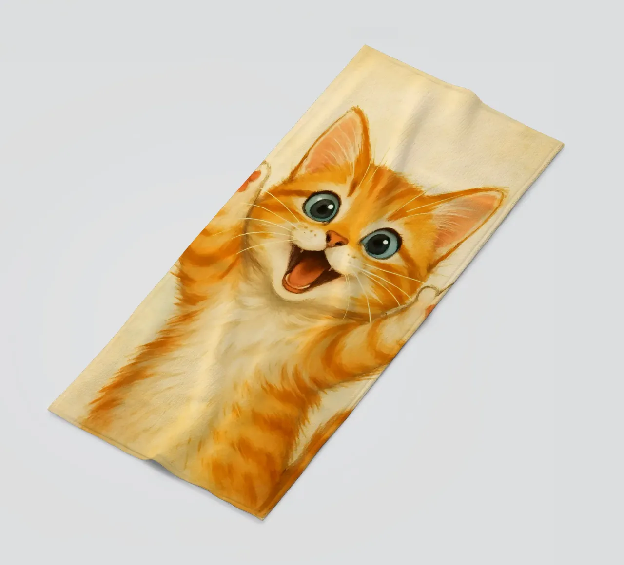 Gatto felice telo mare da MakArena