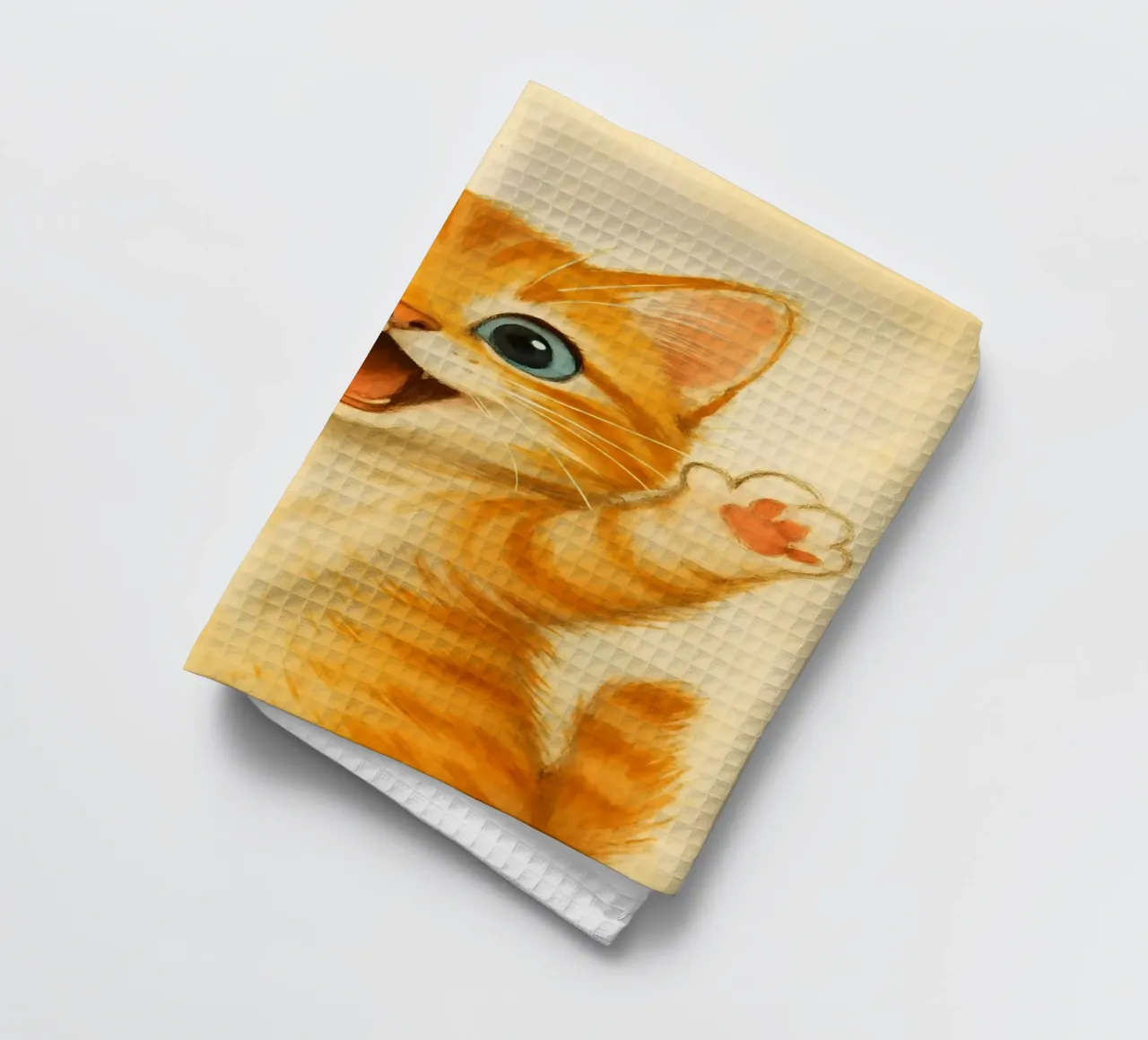 Gatto felice canovaccio da cucina da MakArena