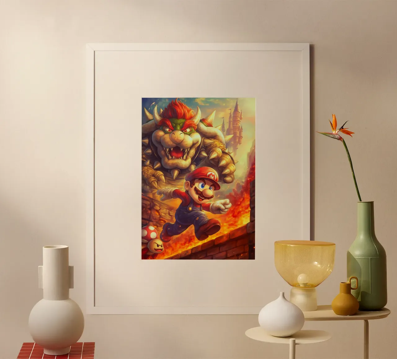 Super Mario poster con telaio in alluminio da Fleur de Lys