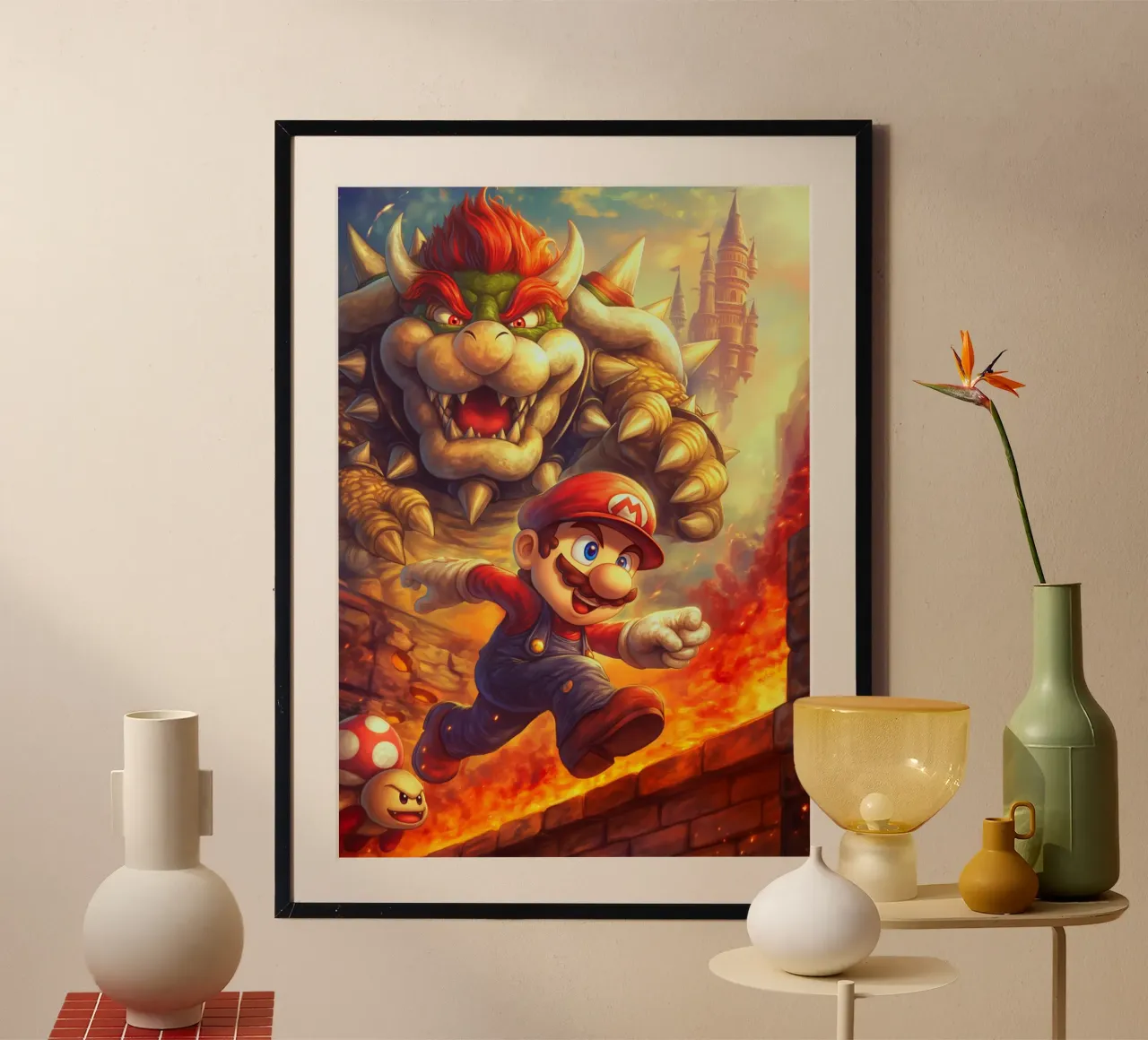 Super Mario poster con telaio in alluminio da Fleur de Lys