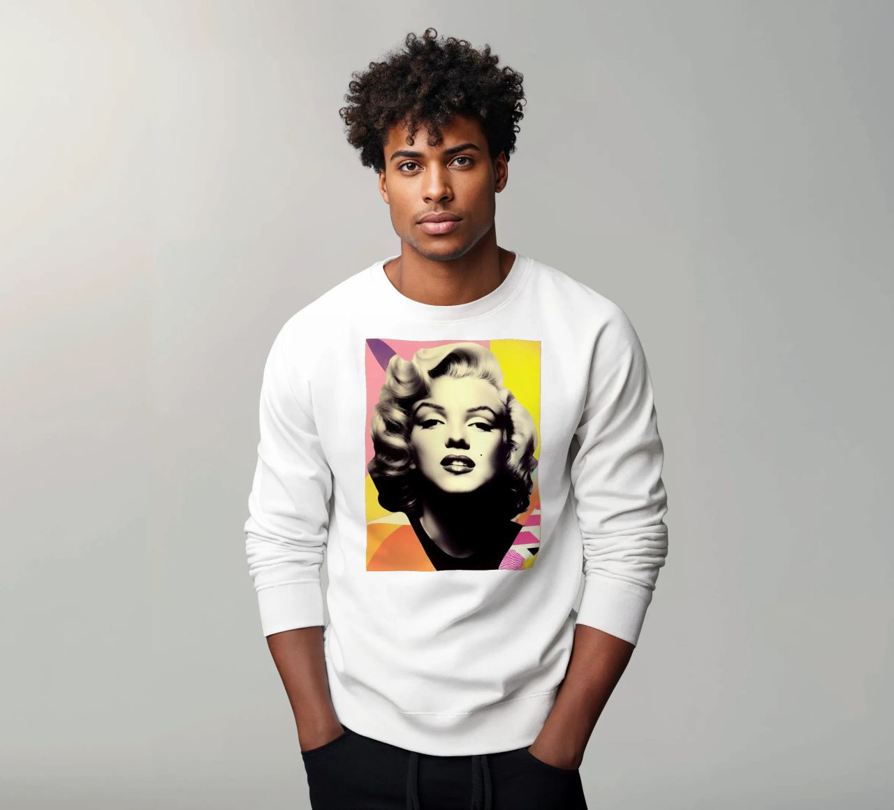 Ritratto di Marilyn Monroe nel design di Memphis felpa da Autofocus