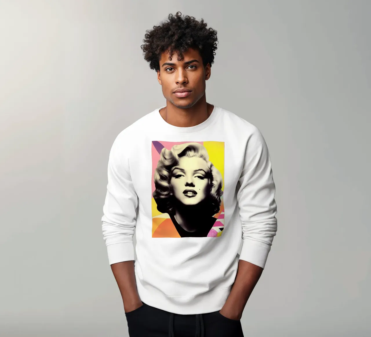 Ritratto di Marilyn Monroe nel design di Memphis felpa da Autofocus
