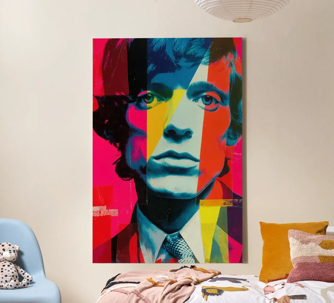 Mick Jagger portret | 60s nostalgie digitale collage canvas met Baklijst van Autofocus