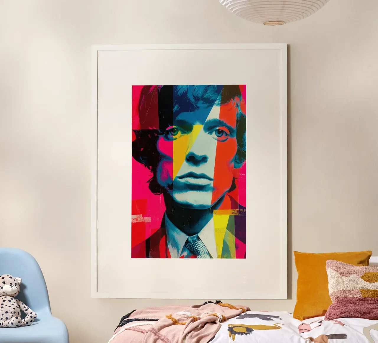 Ritratto di Mick Jagger | Collage digitale nostalgia anni '60 poster con telaio in alluminio da Autofocus