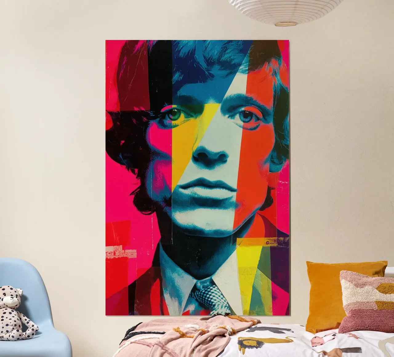 Ritratto di Mick Jagger | Collage digitale nostalgia anni '60 poster con telaio in alluminio da Autofocus