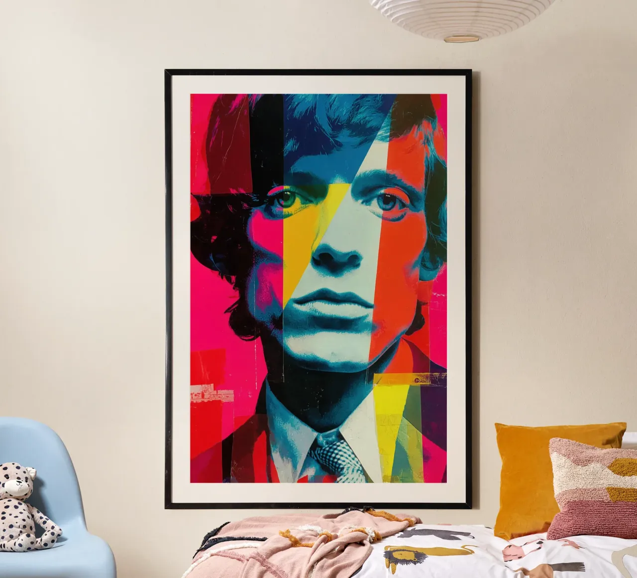 Ritratto di Mick Jagger | Collage digitale nostalgia anni '60 poster con telaio in alluminio da Autofocus